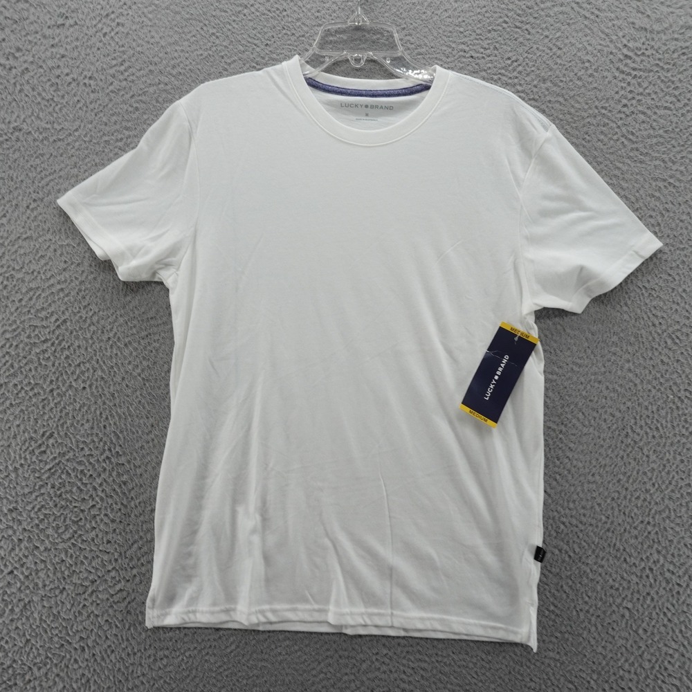 Lucky Brand Mens Crew Neck Short Sleeve T-Shirt White Size Medium NEW